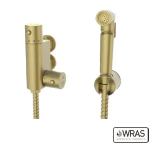 Round Douche Kit with Therm. Mixing Valve Brass Bodied Spray Head Brushed Brass